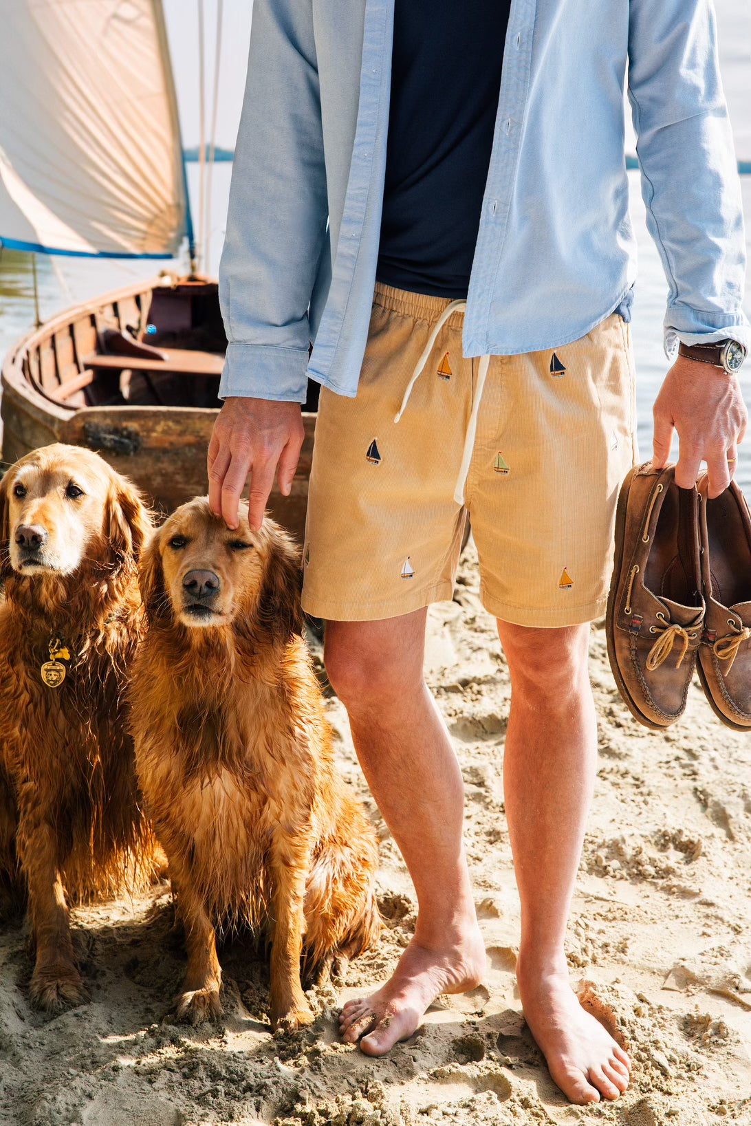 Sailboat Corduroy Drawstring Shorts