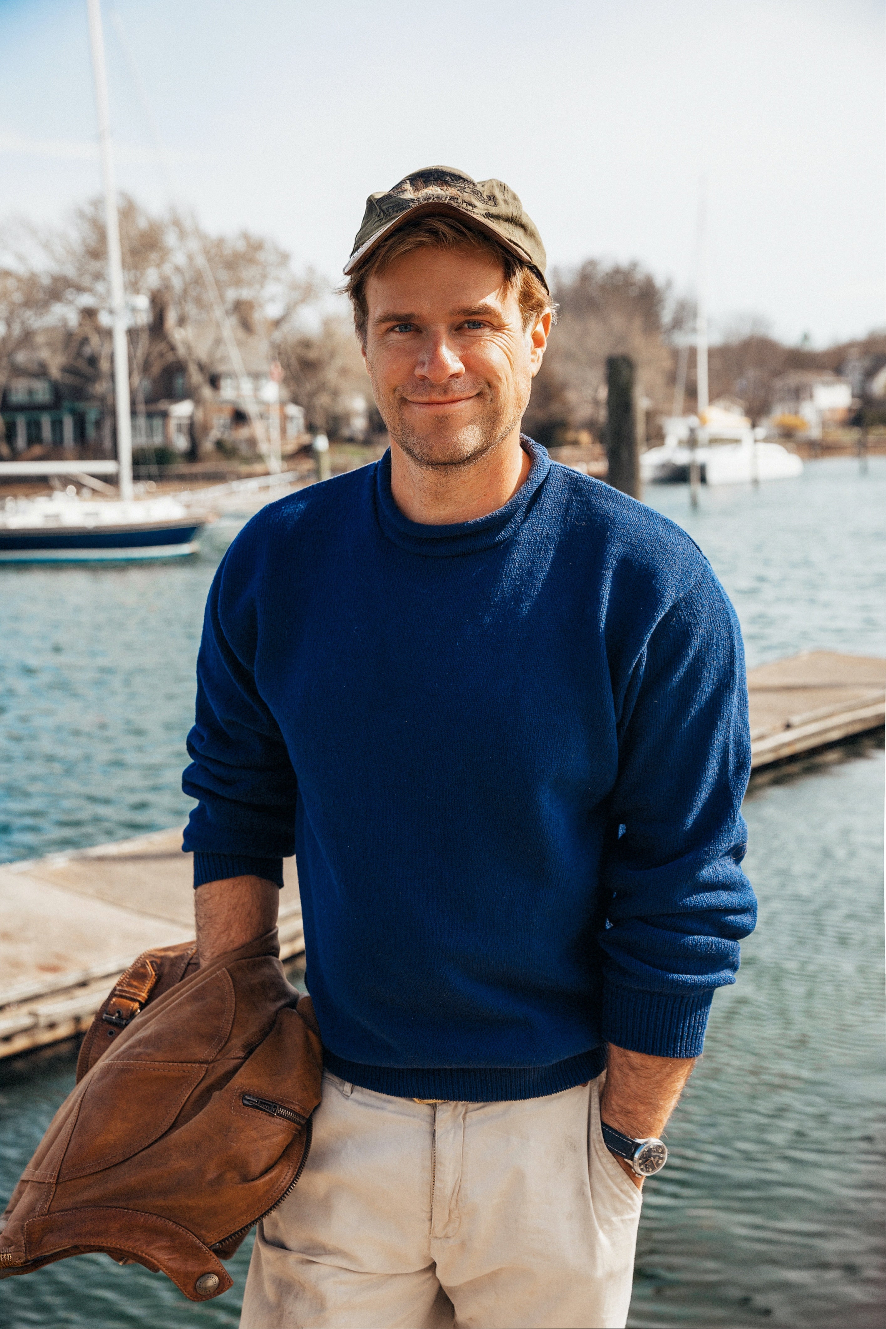 Sea Weather Rollneck Sweater in Marine - Men's