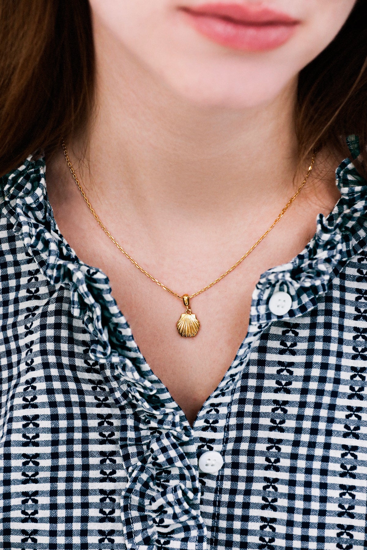Seashell Charm Necklace in Gold