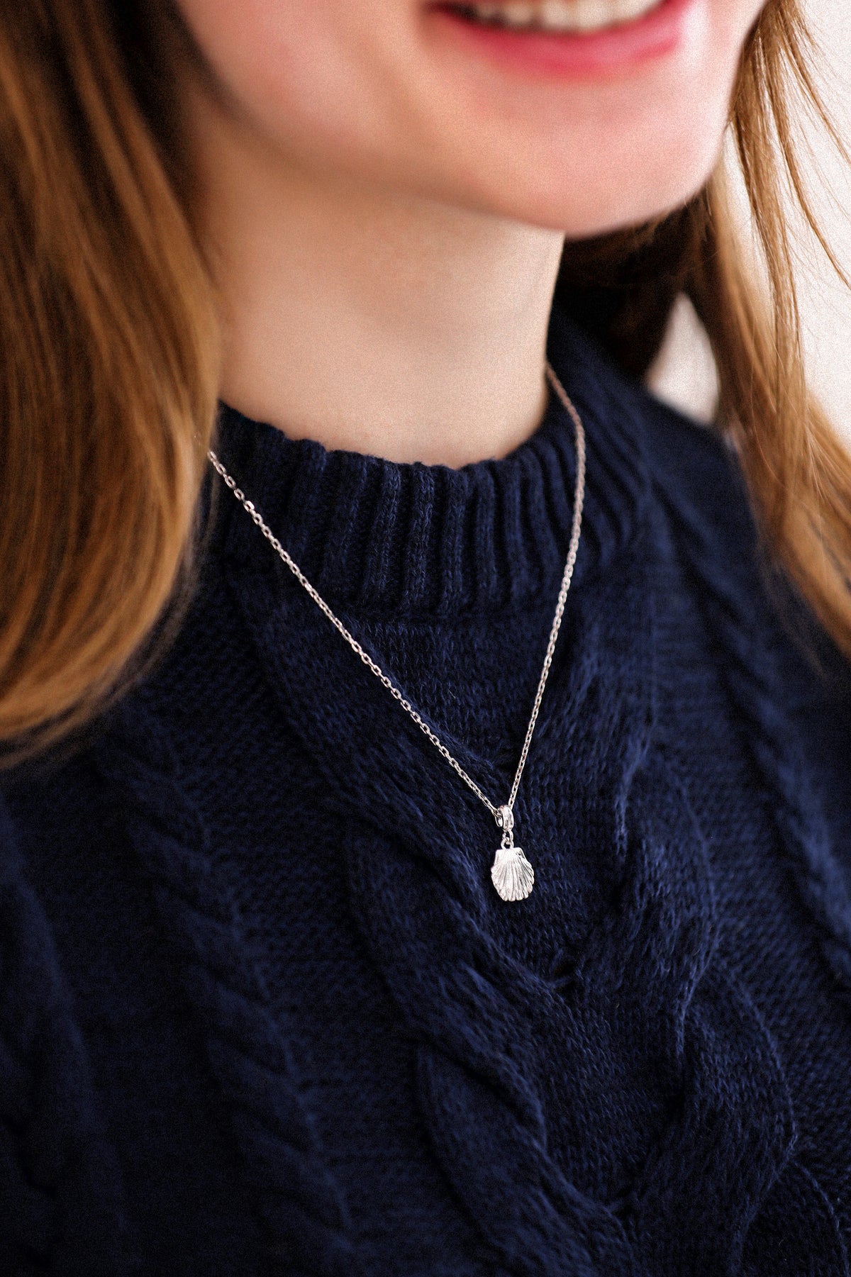 Seashell Charm Necklace in Silver