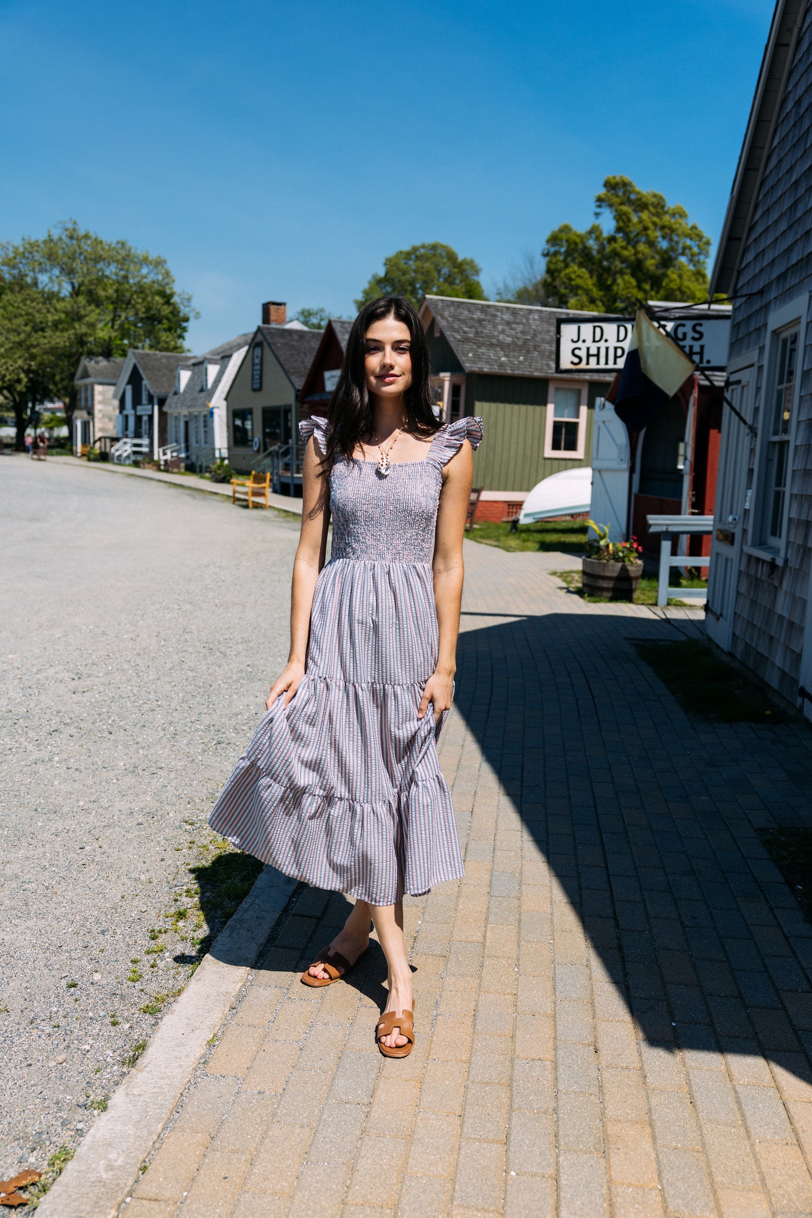 KJP Women's Seaside Americana Cotton Maxi Dress in Red, White and Blue 8