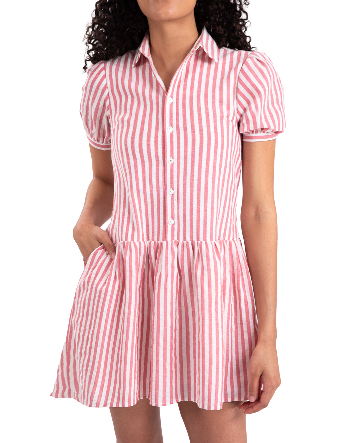 The Seaside Stripe Dress In Red