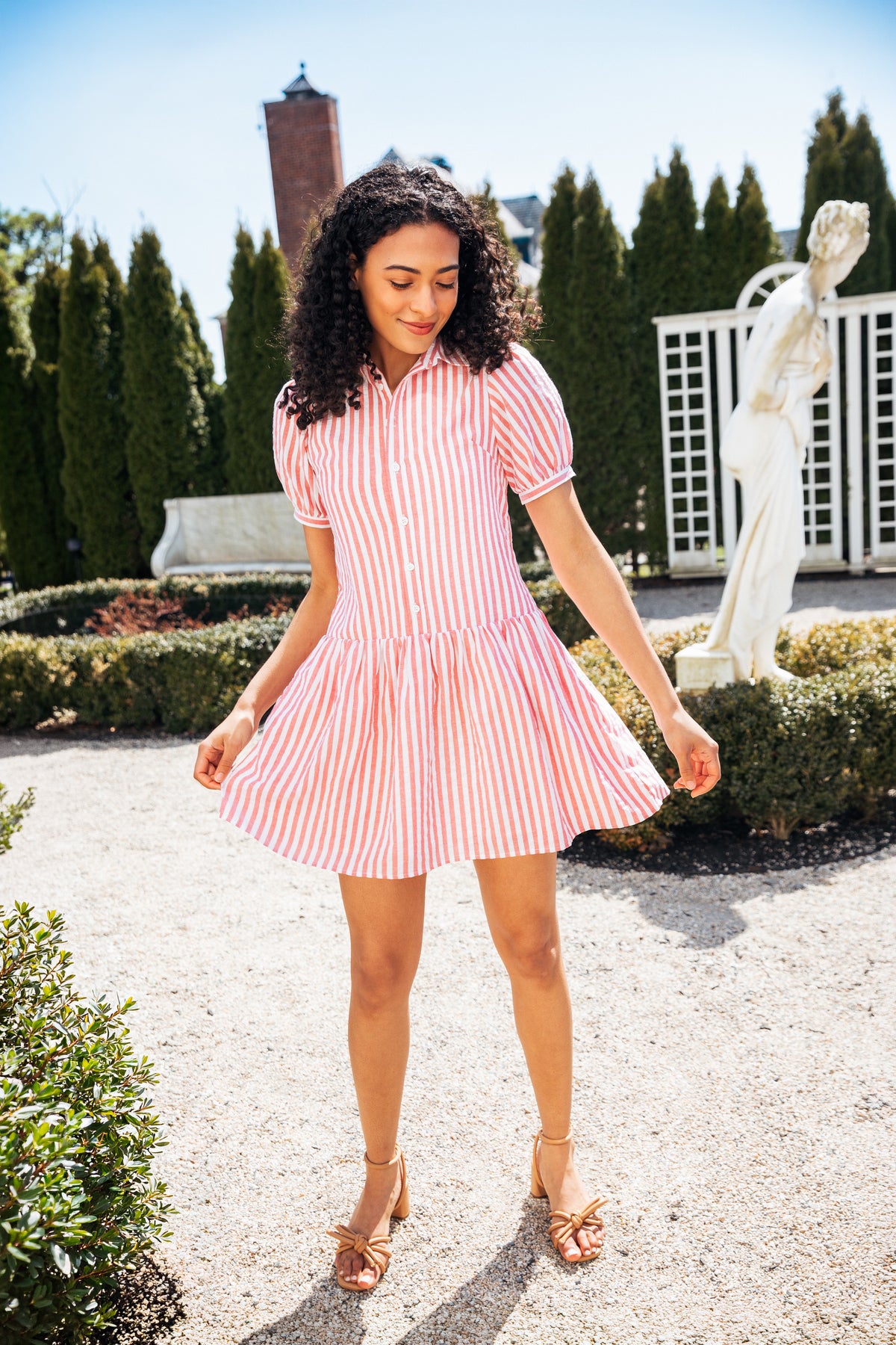 The Seaside Stripe Dress In Red