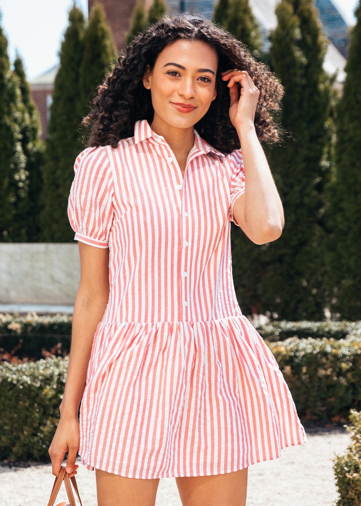 The Seaside Stripe Dress In Red