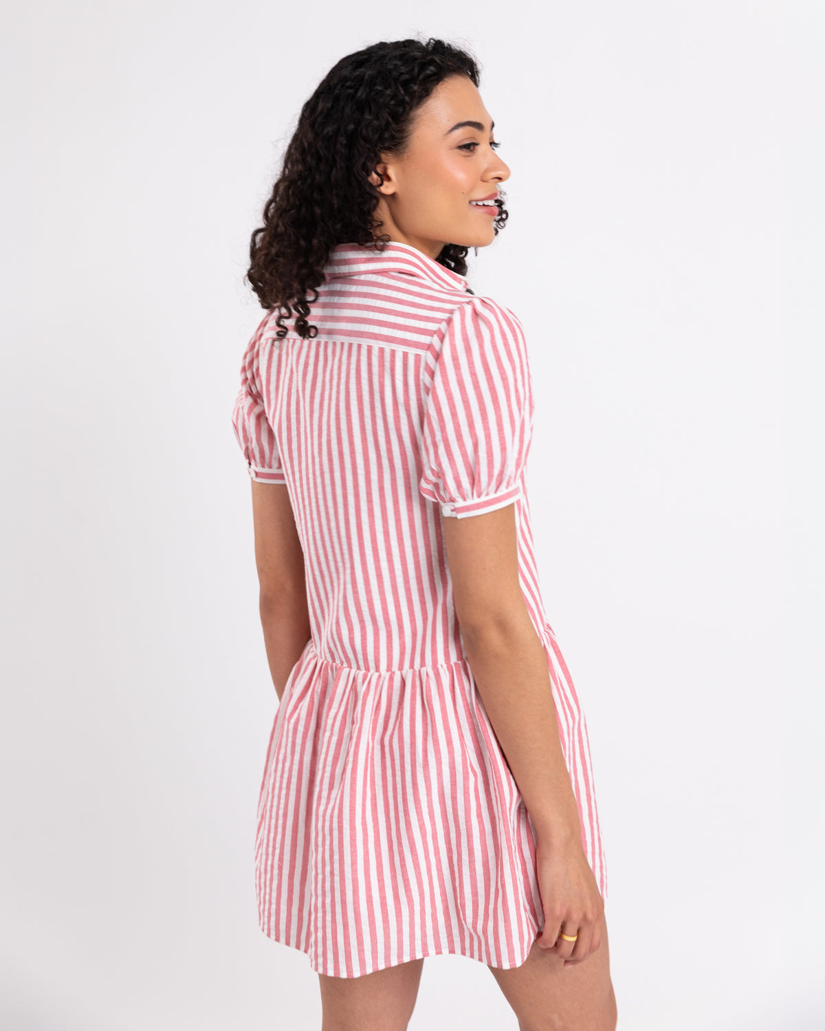 The Seaside Stripe Dress In Red