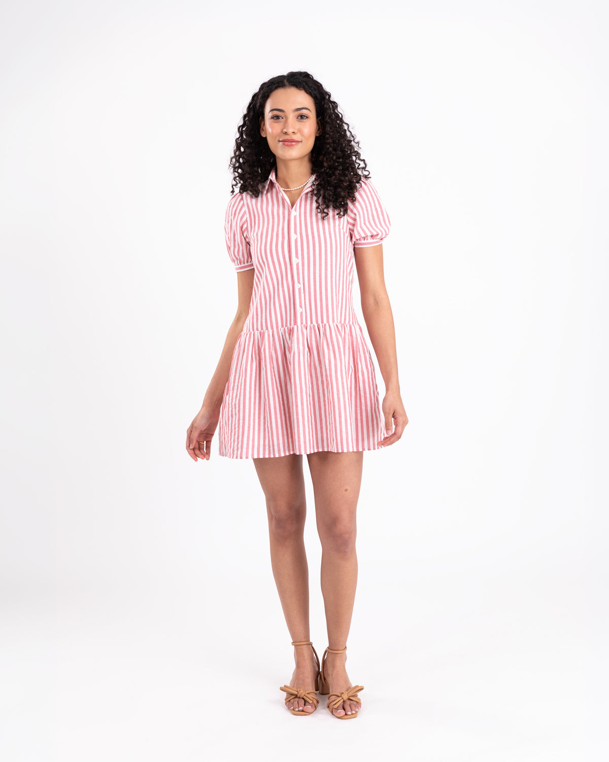 The Seaside Stripe Dress In Red