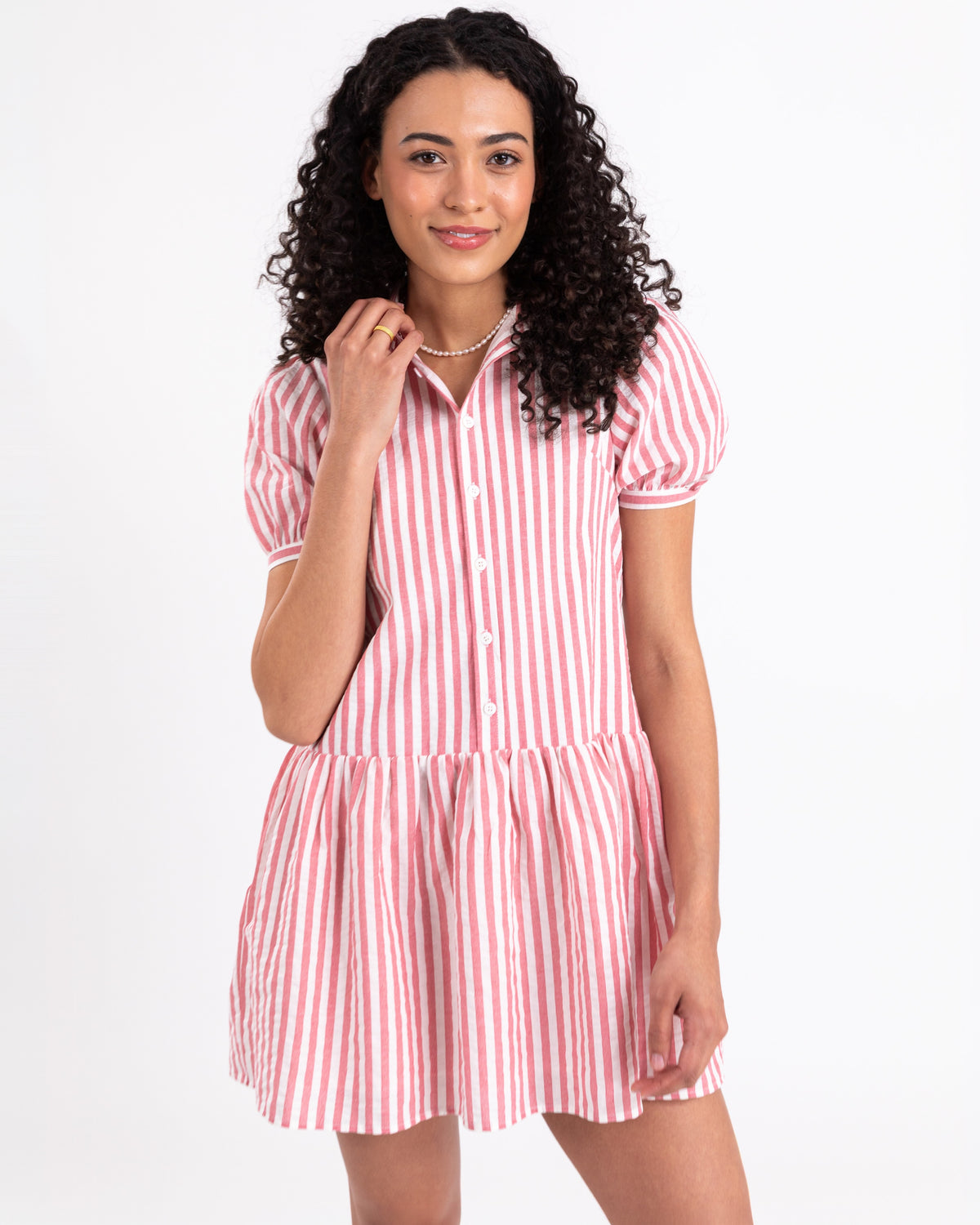 The Seaside Stripe Dress In Red