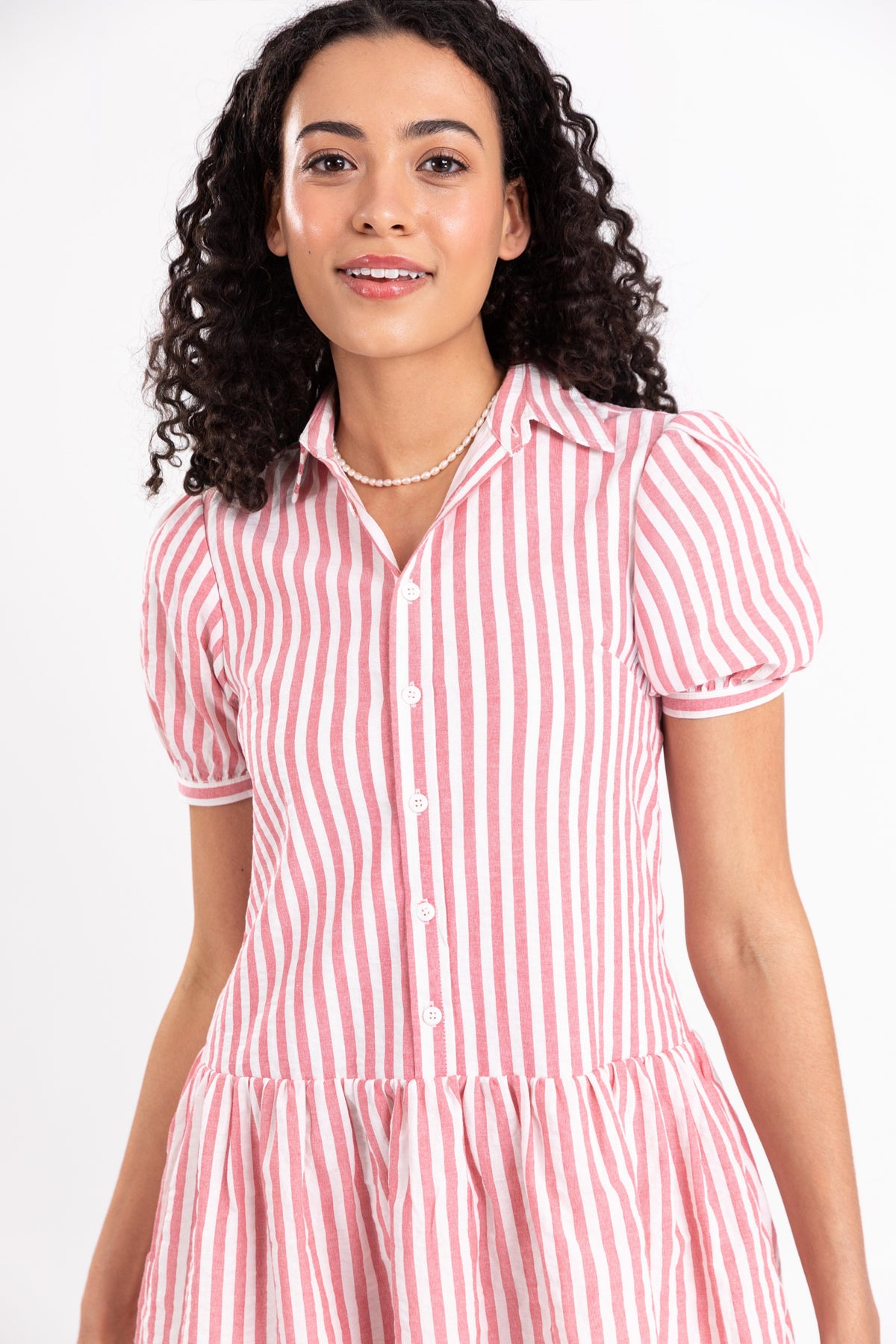 The Seaside Stripe Dress In Red