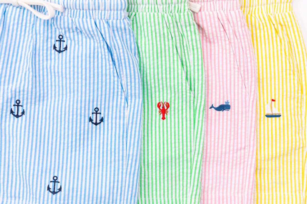 Vineyard Regatta Seersucker Drawstring Kids Shorts