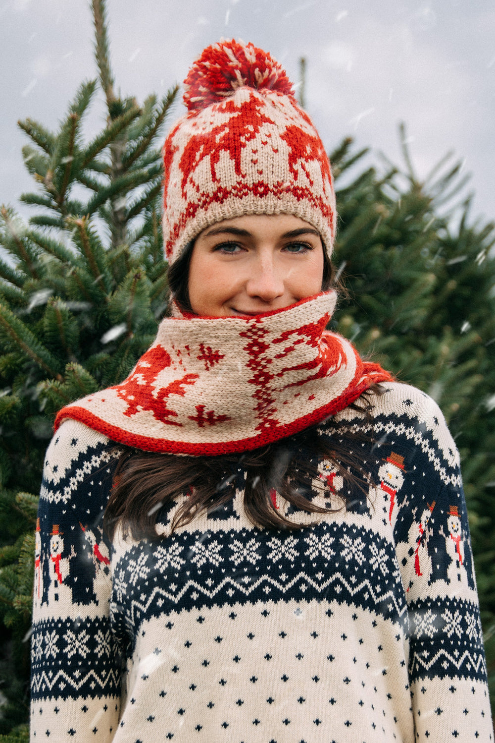 ❣️クリスマスセーター｜スノーマン　赤❣️JUN‘S KJP Women's Snowman Fair Isle Crewneck Holiday Sweater – Kiel