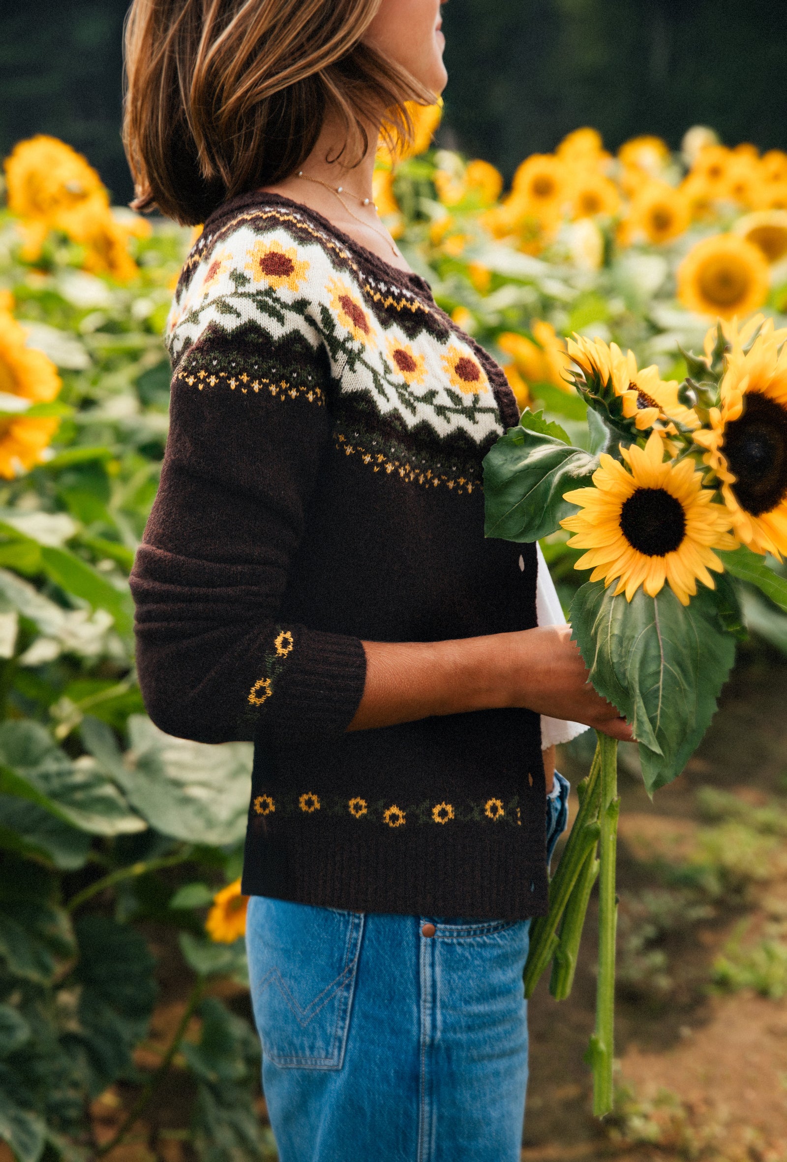 KJP Women's Sunflower Harvest Fair Isle Cardigan Sweater – Kiel