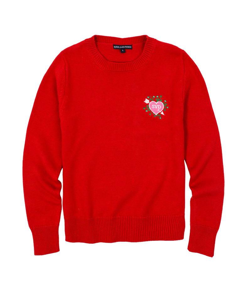 KJP Women's Sweetheart Custom Embroidered Monogram Sweater in Pink