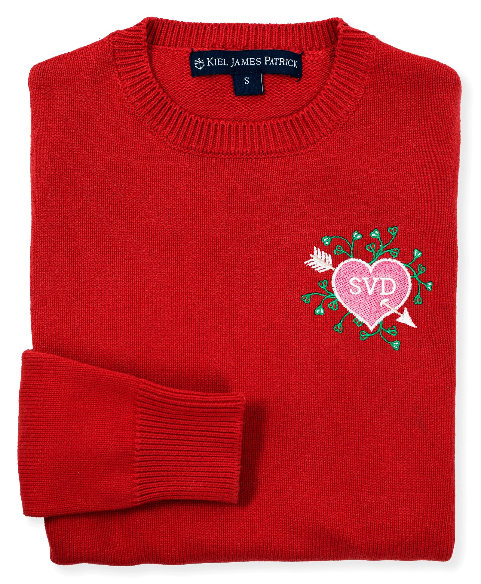 KJP Women's Sweetheart Custom Embroidered Monogram Sweater in Pink