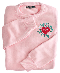 KJP Women's Sweetheart Custom Embroidered Monogram Sweater in Pink