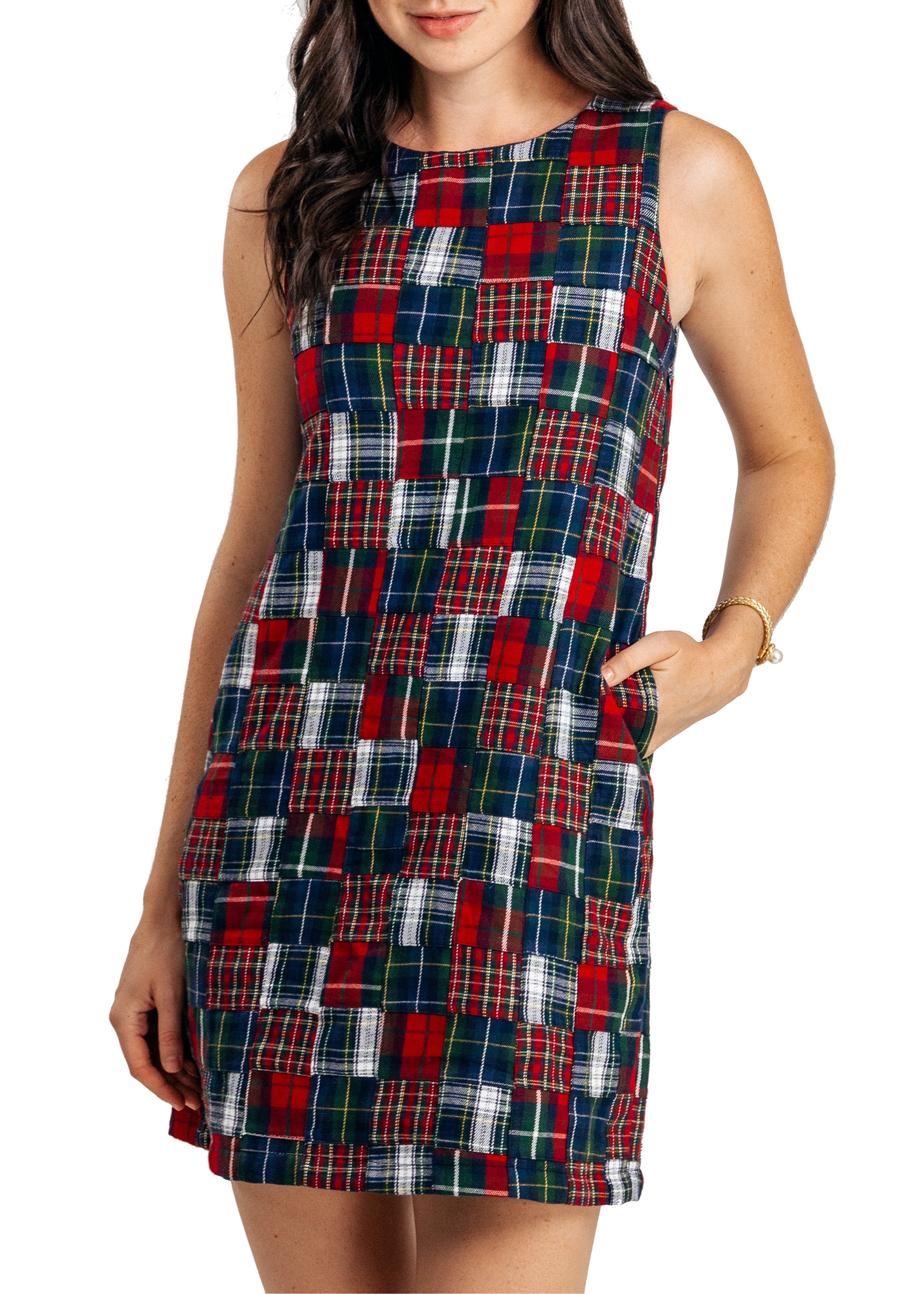 Tartan Patchwork Shift Dress
