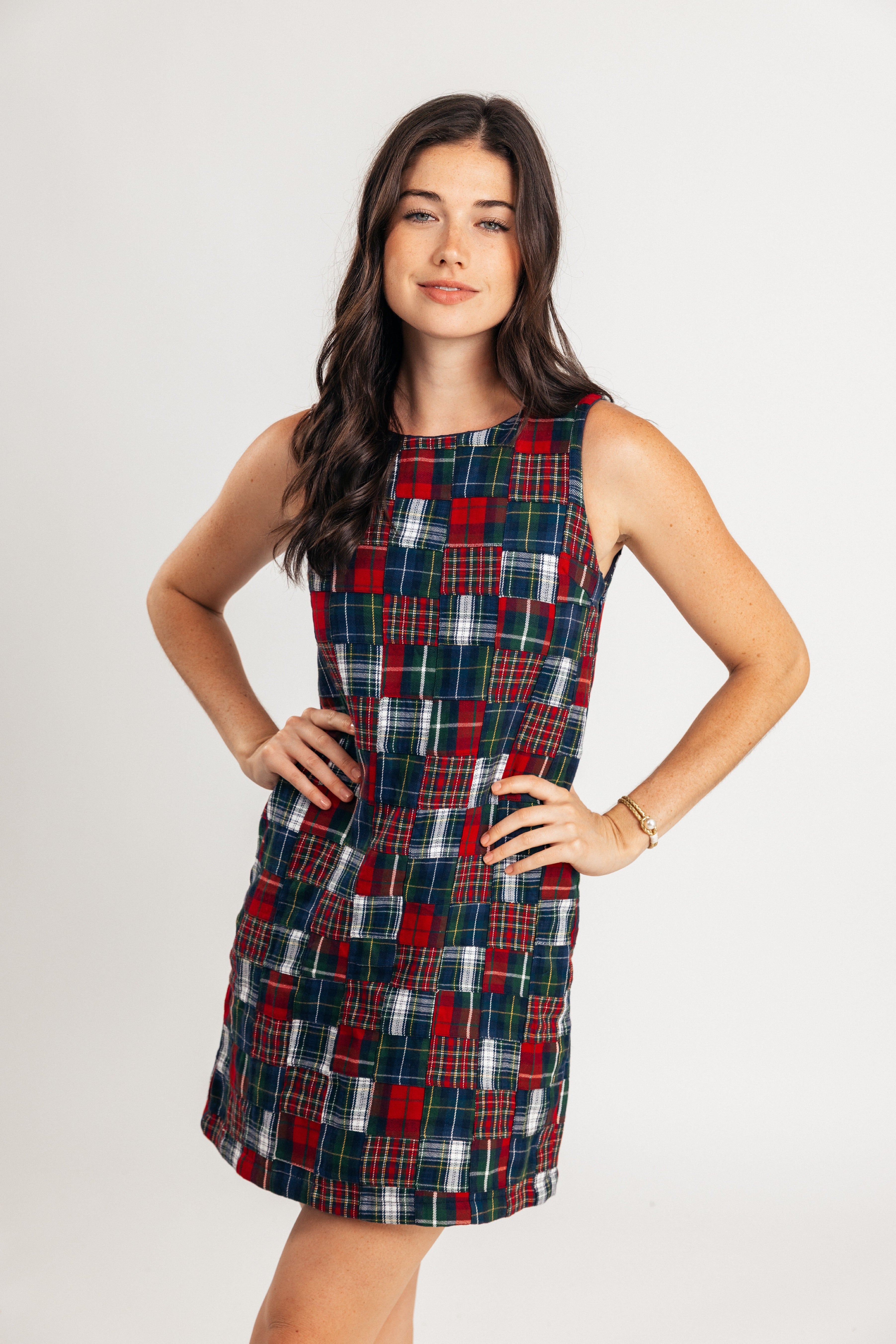 Tartan Patchwork Shift Dress