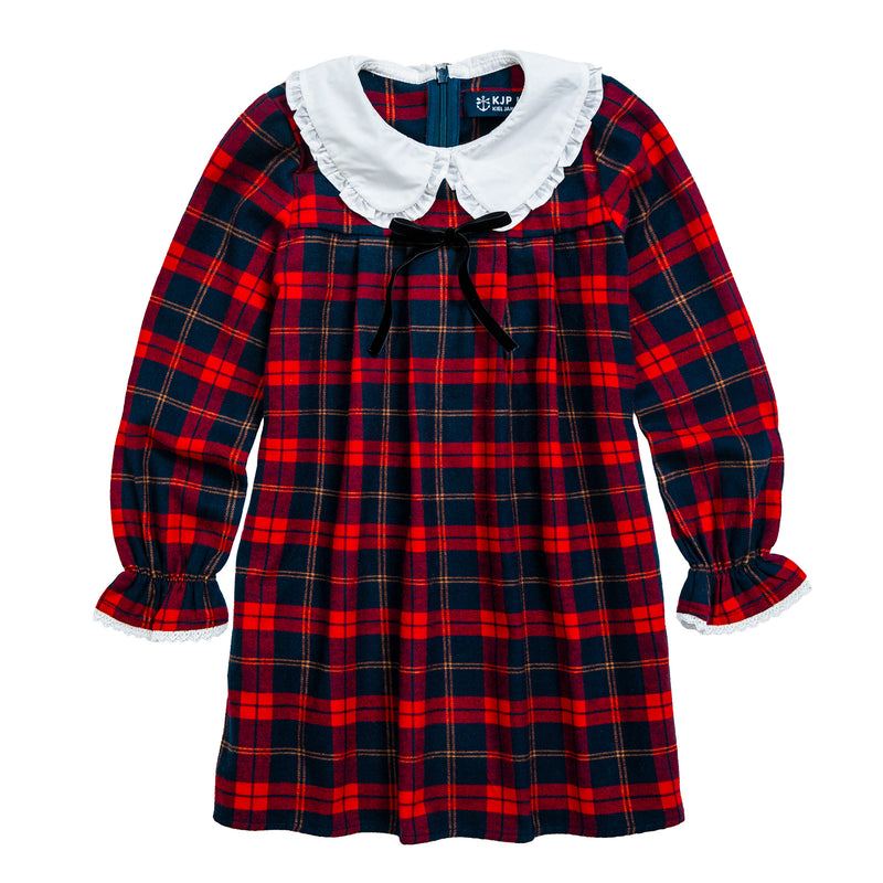 Tartan Ruffle Collar Kids Dress