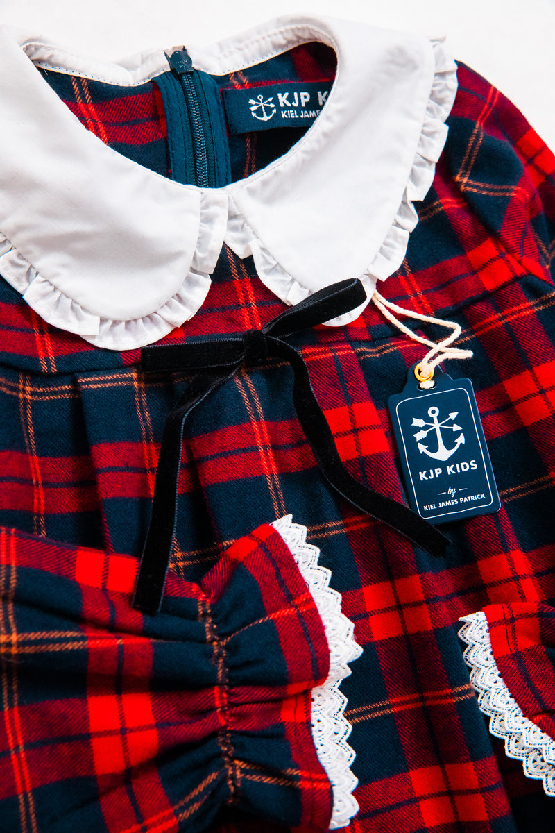 Tartan Ruffle Collar Kids Dress