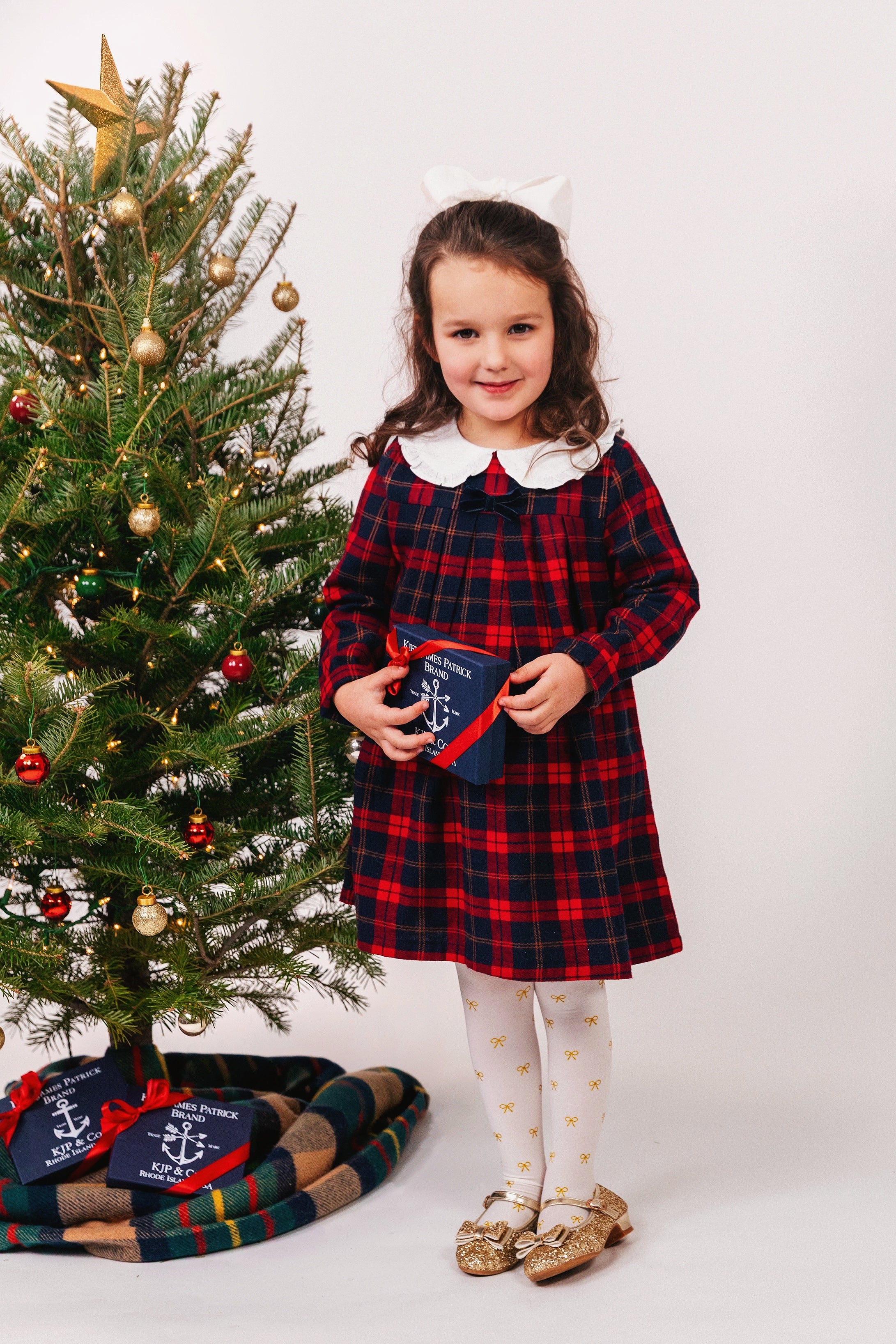 Tartan Ruffle Collar Kids Dress
