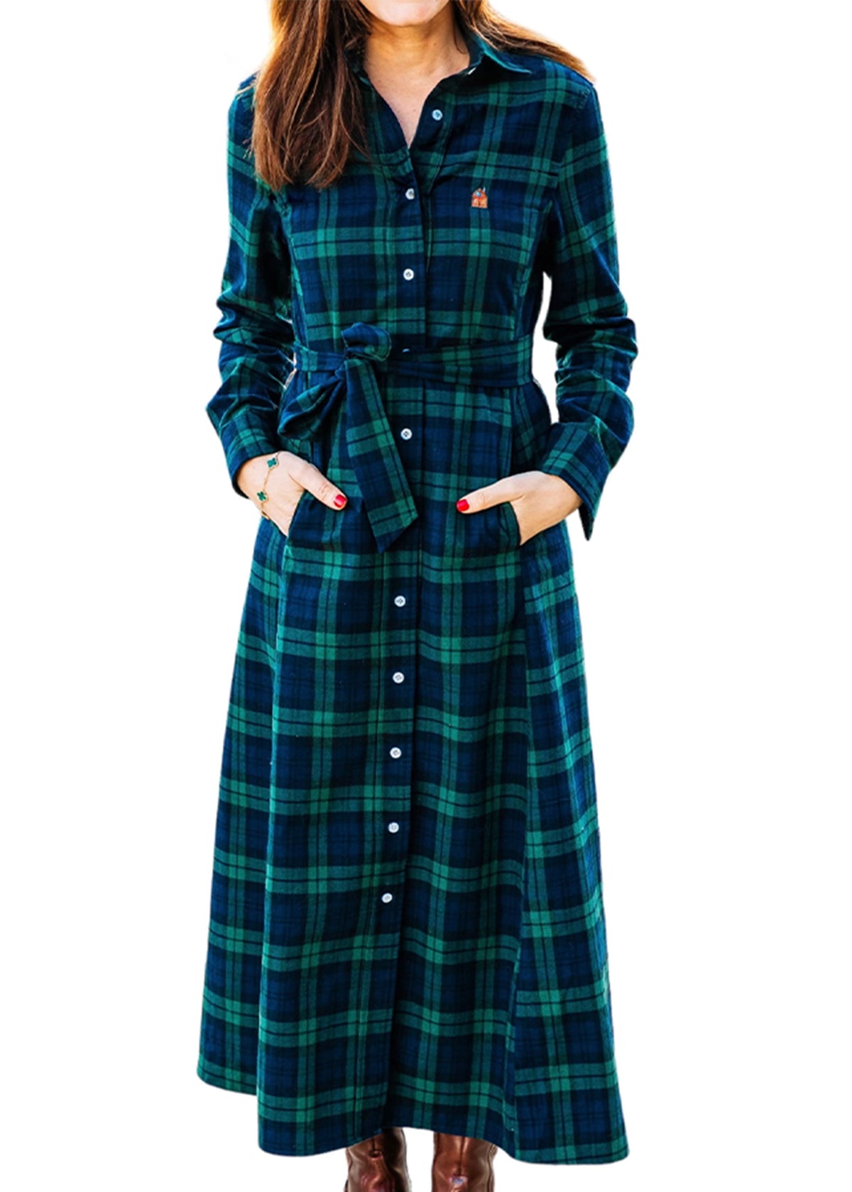 Under the Mistletoe Flannel Maxi Dress