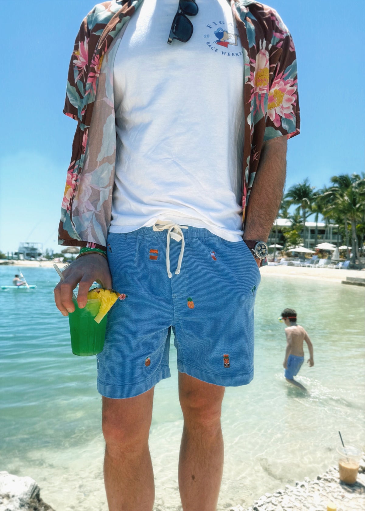 Vacation Mode Corduroy Drawstring Shorts