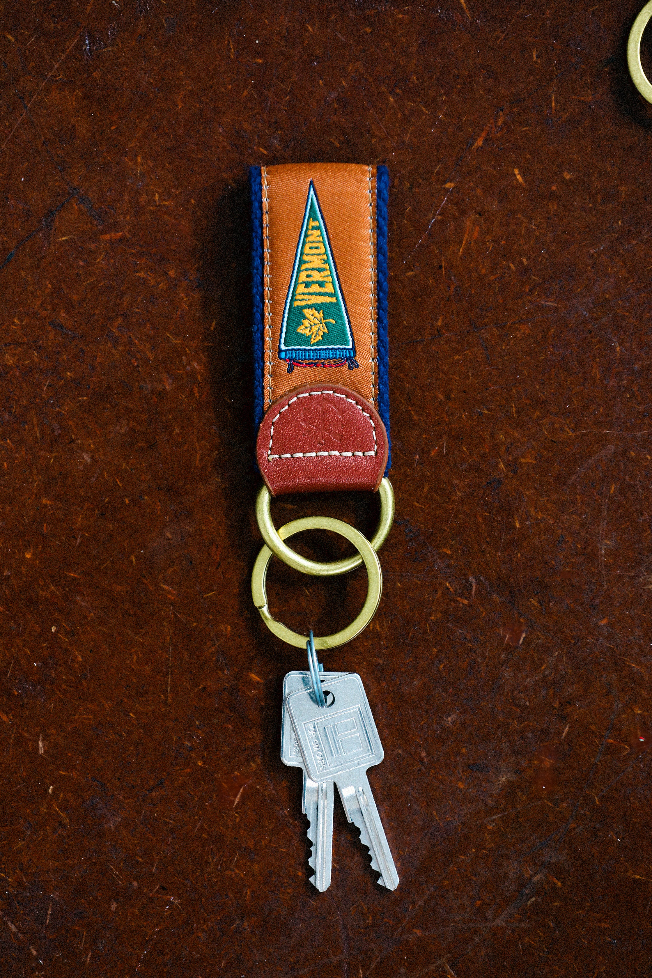 Vermont Pennant Flag Ribbon Key Fob
