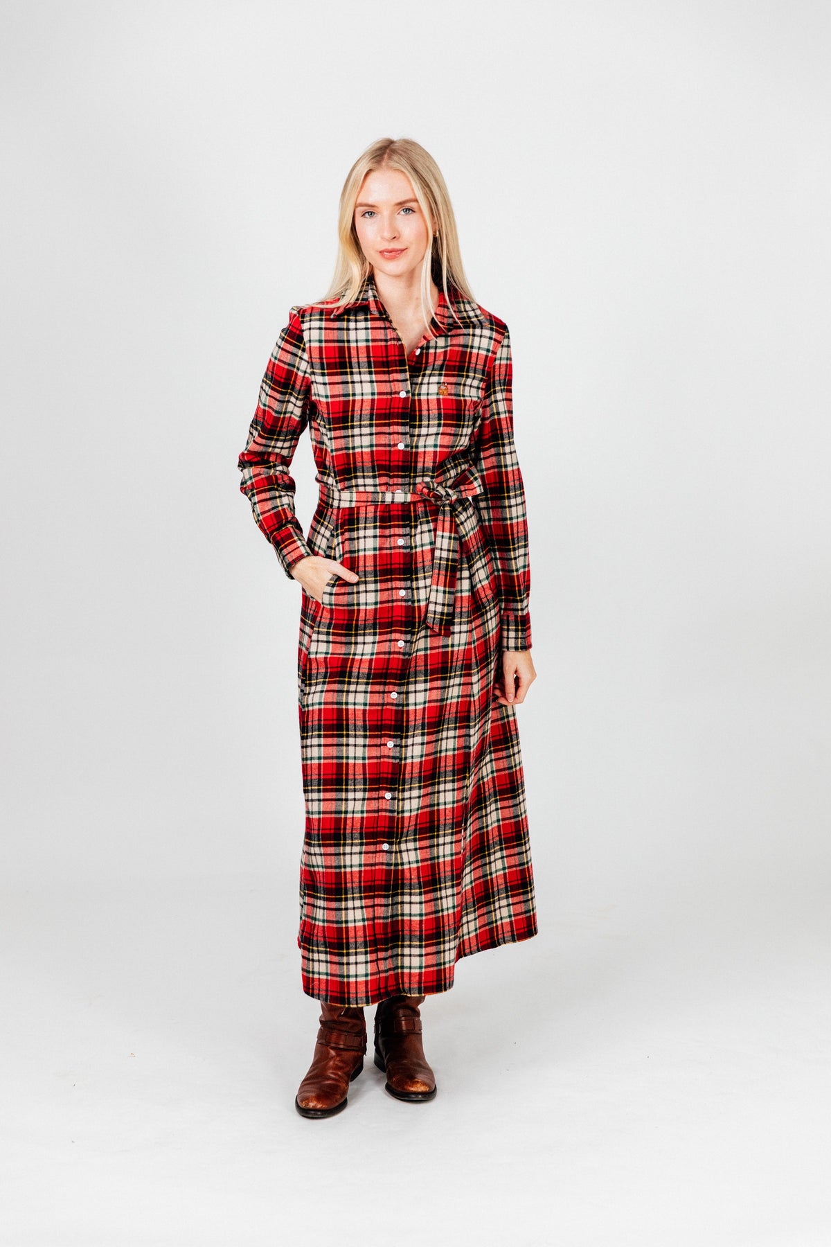 Winter Hearth Flannel Maxi Dress