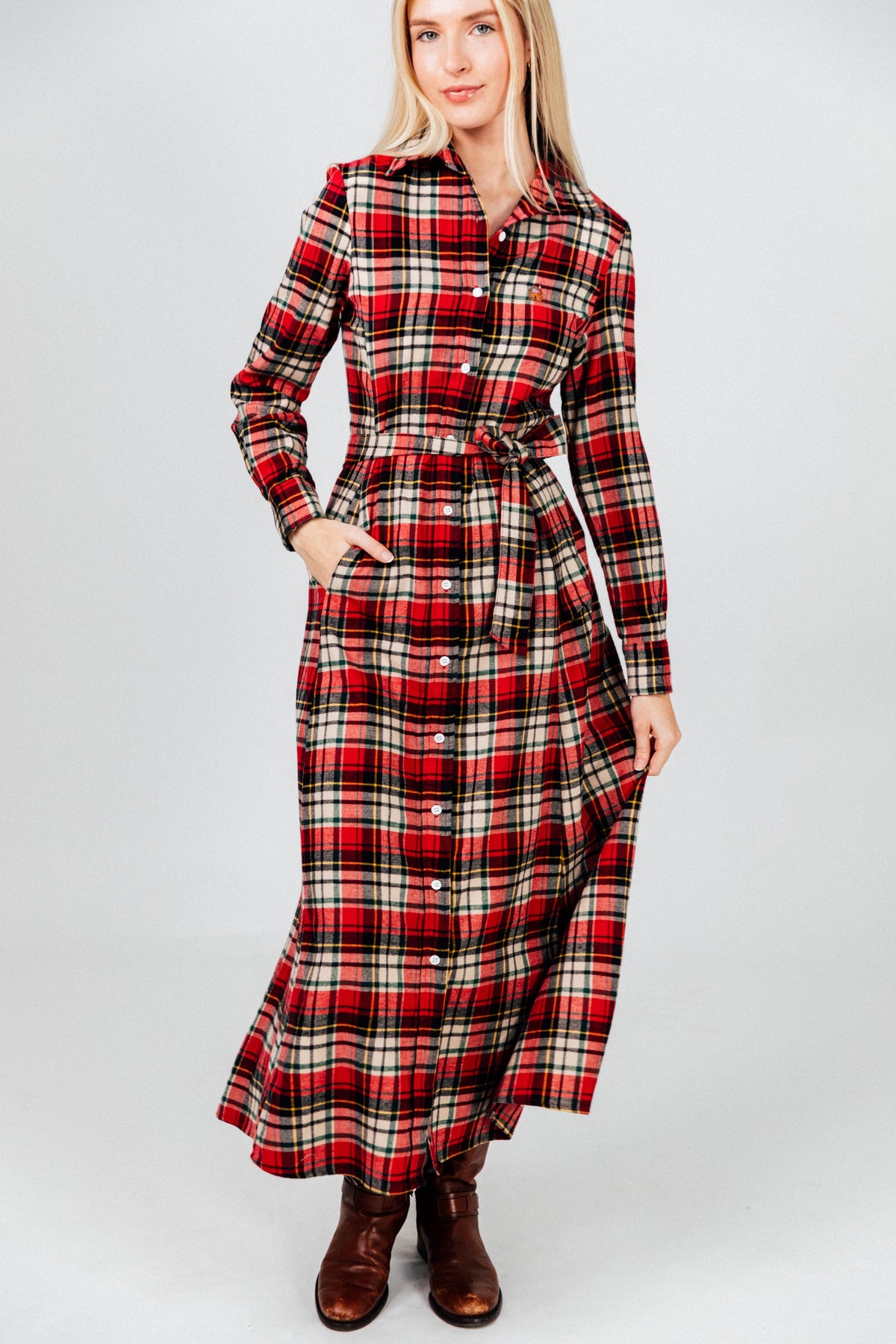 Winter Hearth Flannel Maxi Dress