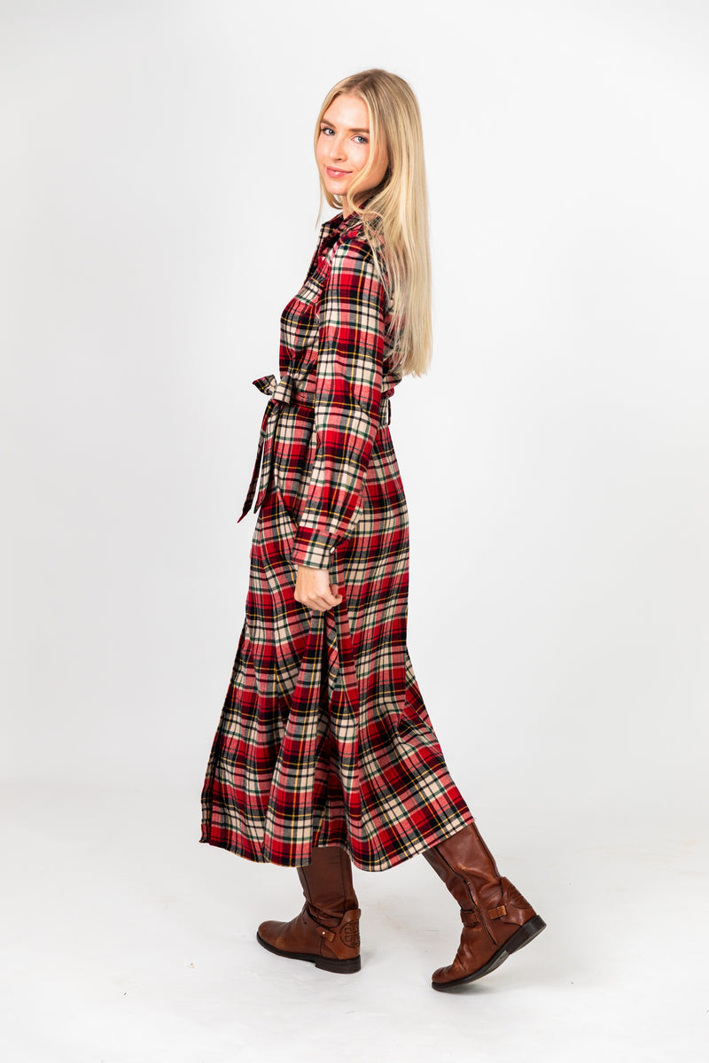 Winter Hearth Flannel Maxi Dress
