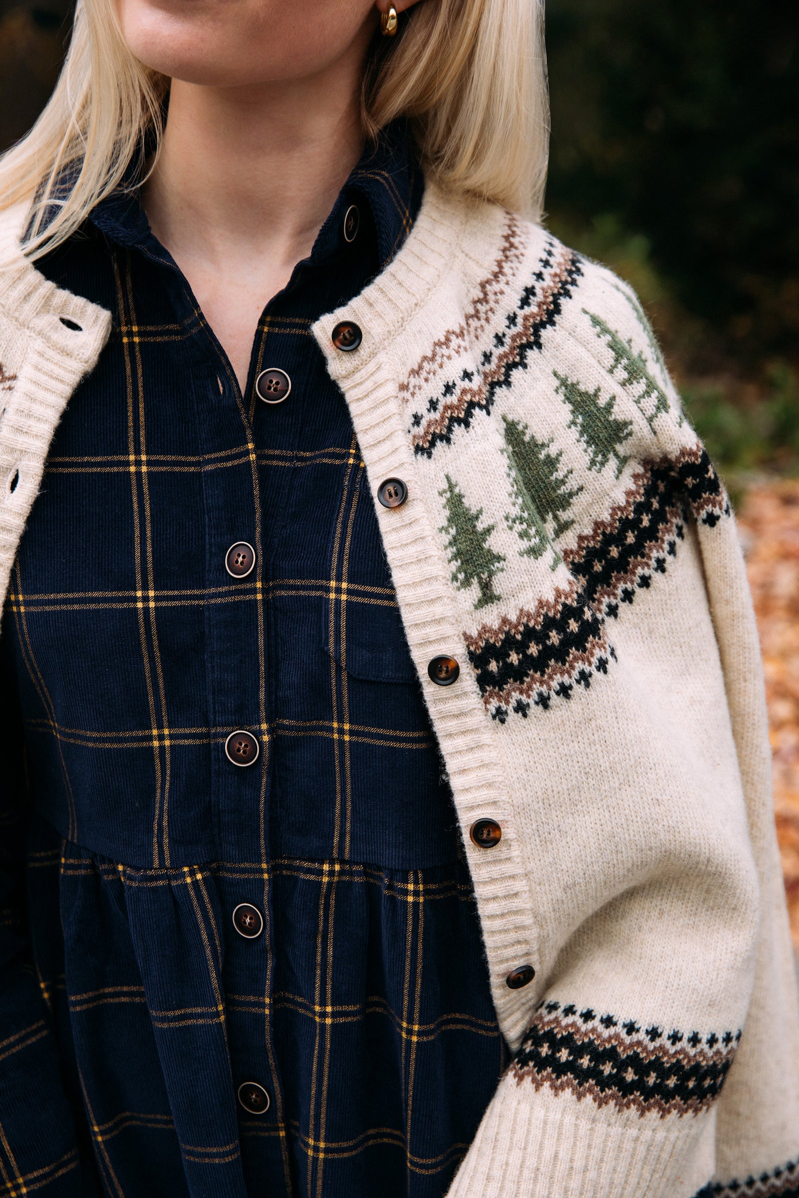 KJP Women's Winter Pines Fair Isle Holiday Cardigan Sweater – Kiel