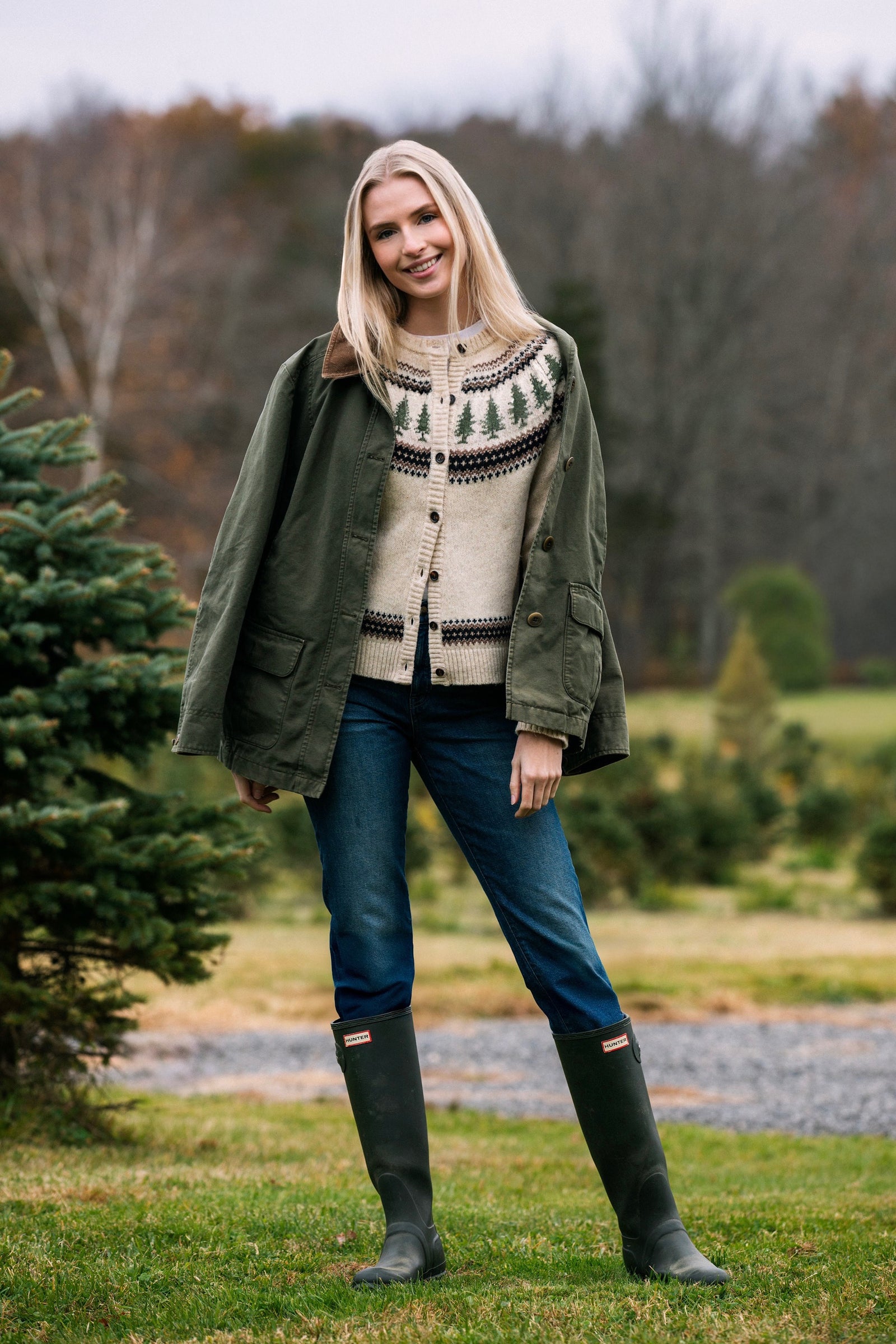 KJP Women's Winter Pines Fair Isle Holiday Cardigan Sweater – Kiel
