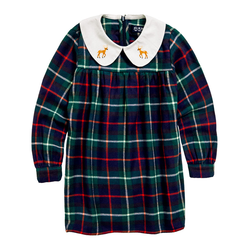 Woodland Deer Plaid Kids Dress