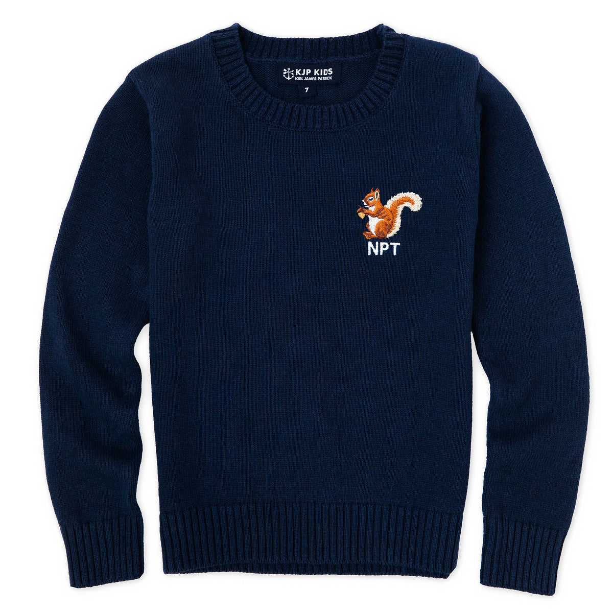 Woodland Squirrel Embroidered Monogram Kids Sweater