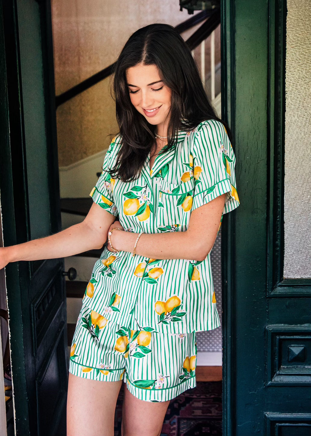 Lemon Grove Drawstring Shorts Pajama Set