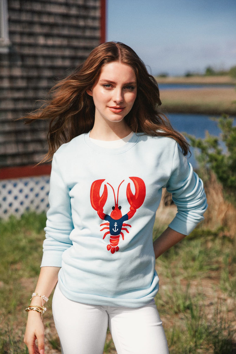 Nautical Lobster Sweatshirt- Light Blue