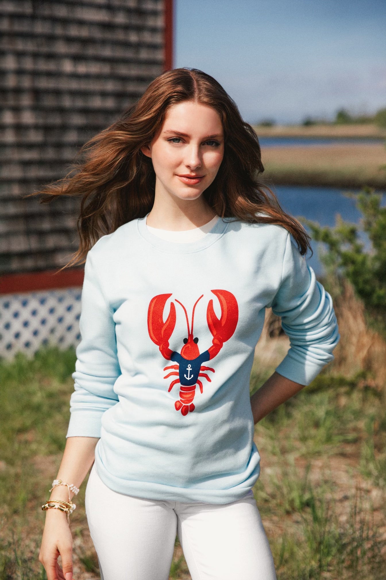 Nautical Lobster Sweatshirt in Light Blue