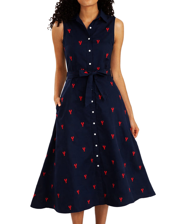 embroidered lobster dress KJP Women's Lobster Cove Embroidered Maxi Shirtdress 4