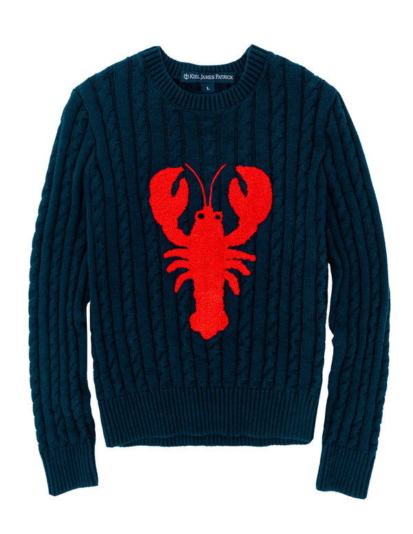 Lobster Cable Knit Sweater- Navy