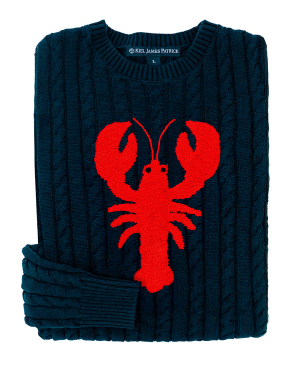 Lobster Cable Knit Sweater- Navy