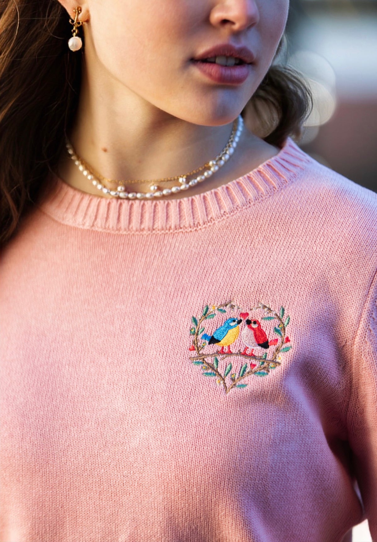 Lovebirds Embroidered Sweater