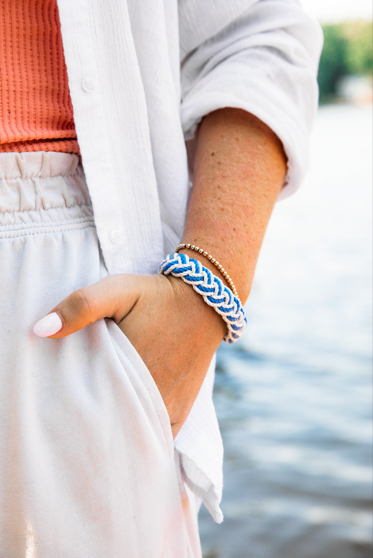 KJP Sailors Bracelet with Anchor Clasp in Blue and White – Kiel