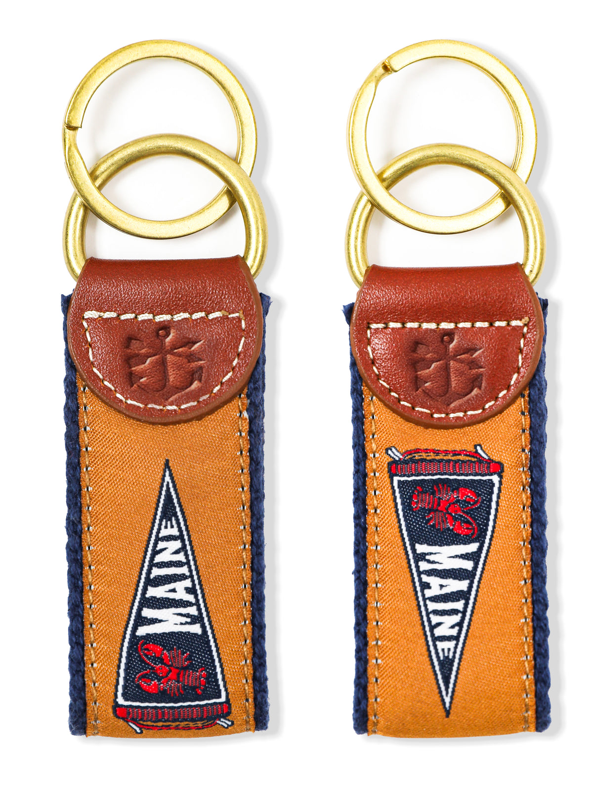 Maine Pennant Flag Ribbon Key Fob