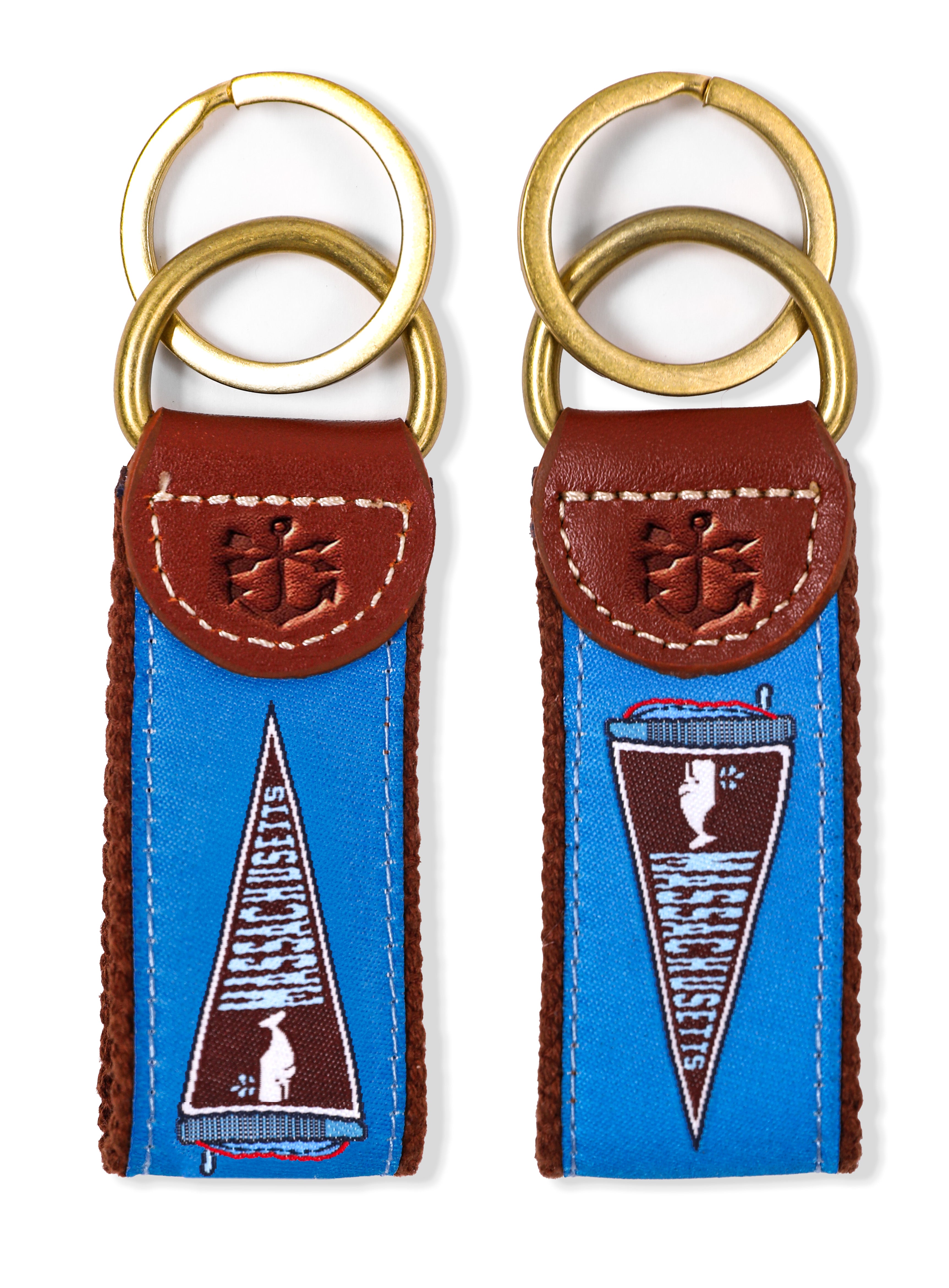 Massachusetts Pennant Flag Ribbon Key Fob