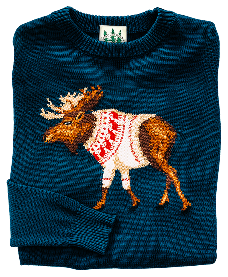 KJP McCallister Moose Crewneck Holiday Sweater – Kiel James Patrick KJP McCallister Moose Crewneck Holiday Sweater – Kiel James Patrick
