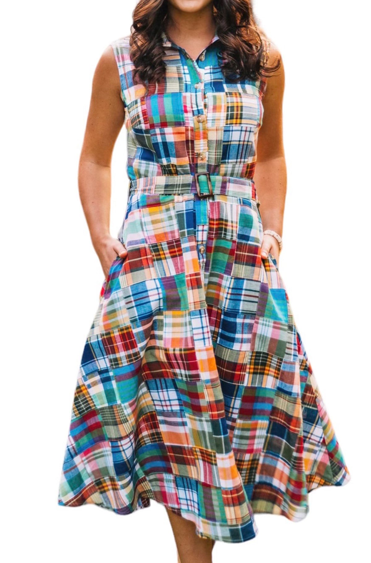 Montauk Patchwork Madras Shirtdress