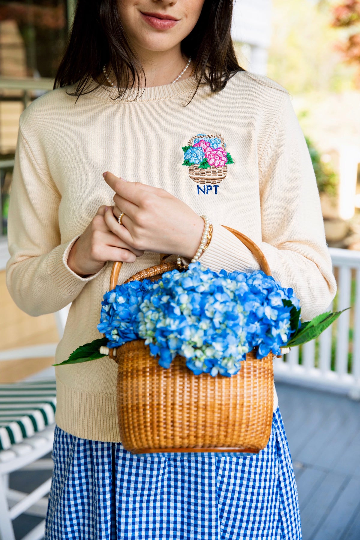 Nantucket Basket Embroidered Monogram Sweater