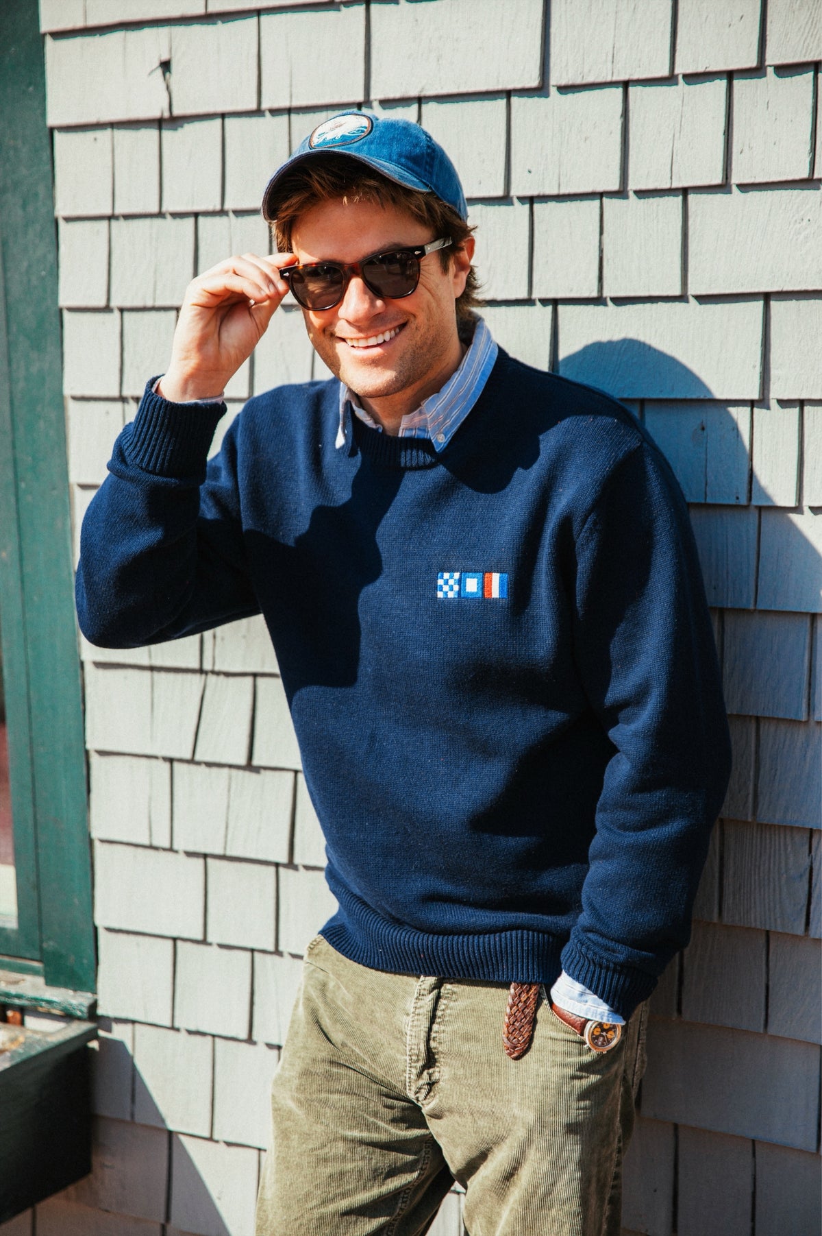 Nautical Flag Embroidered Monogram Sweater - Men's