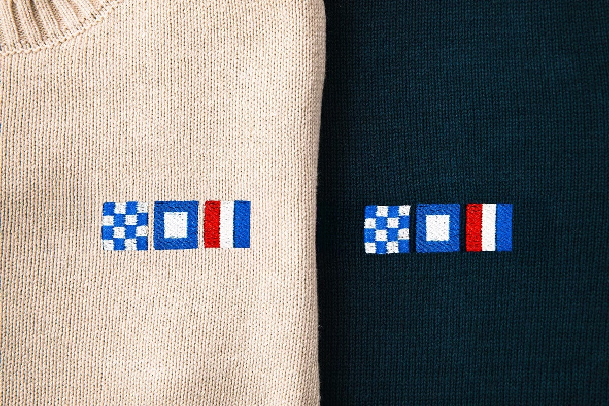 Nautical Flag Embroidered Monogram Sweater - Men's