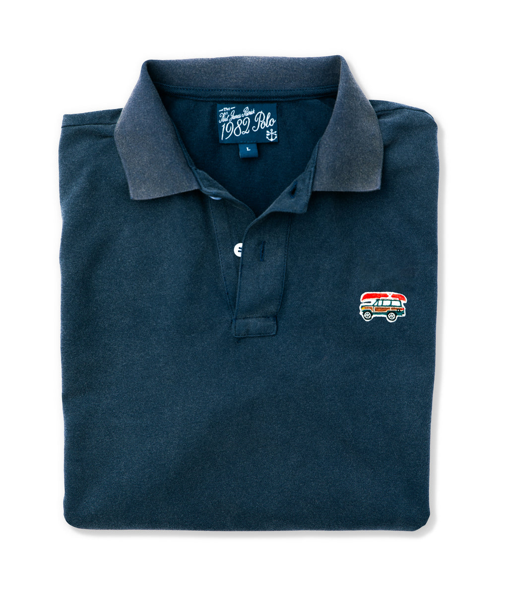 Jeep® x KJP Men's Classic Wagoneer Pique Polo Shirt in Navy Blue