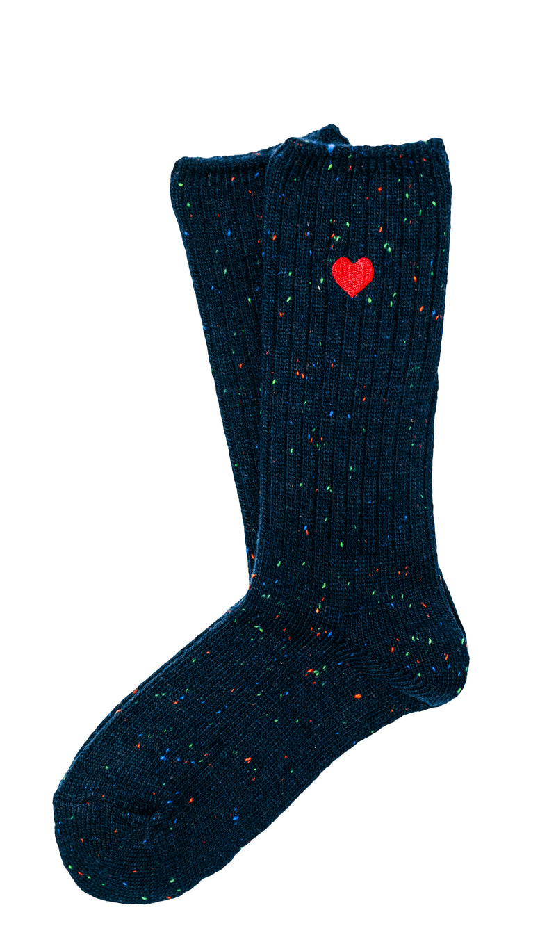 The Heart Donegal Sock- Navy